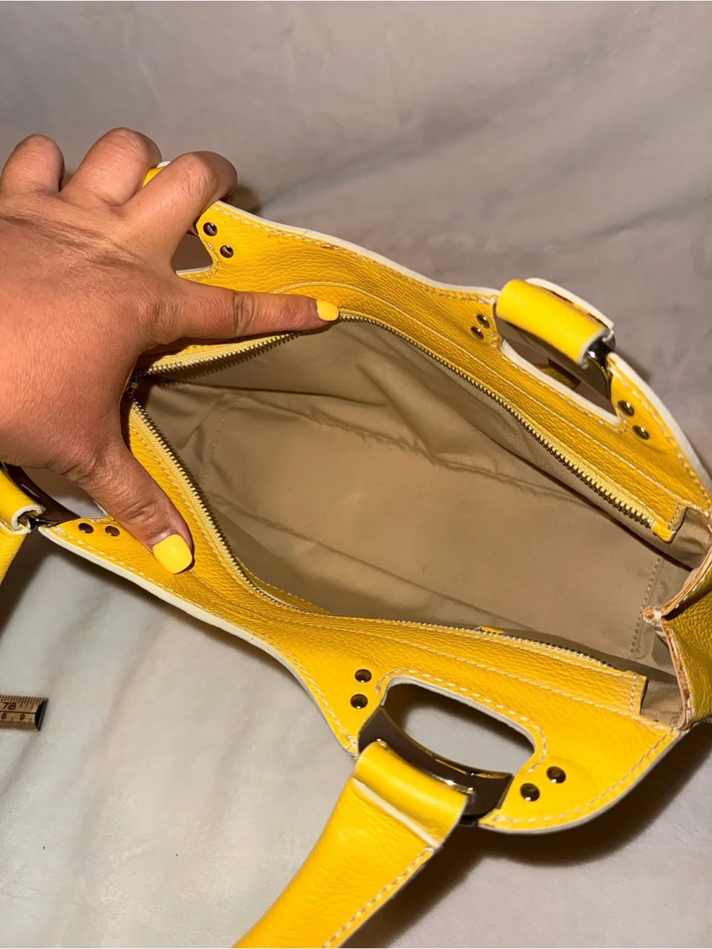 Tod's Miky Yellow Pebbled Leather Top Handle Shoulder Bag